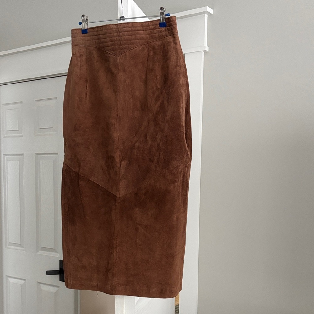Lord & Taylor Lined Suede Brown Pencil Skirt